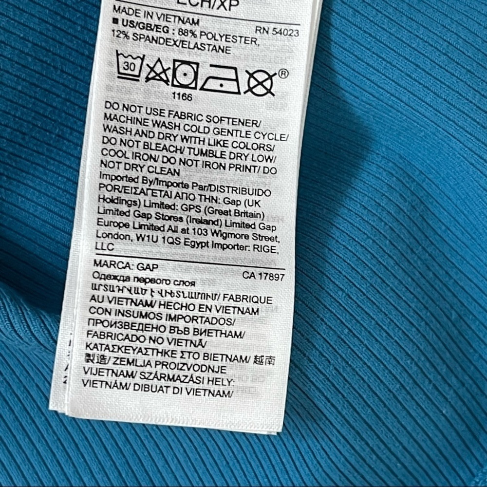 GAPFIT Rib Long Sleeve Wrap Front Slate Teal - Picture 4 of 7